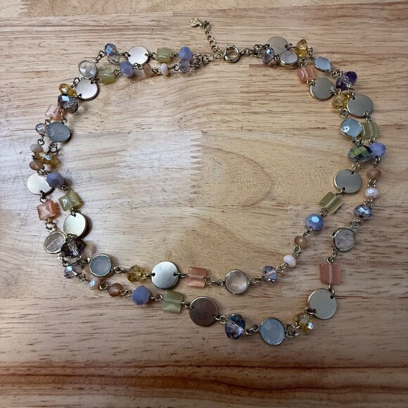 Loft Double-Strand Necklace With Iridescent Beads & Gold Accents - 20 Inches - Picture 8 of 8